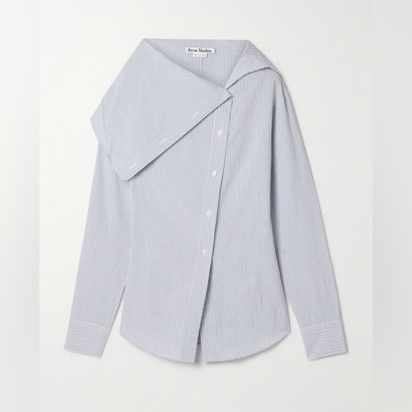 Acne Studios Tops - Acne blue and white striped asymmetric button-down shirt